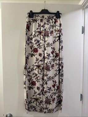 Dior Cream Silk pants with Red & Purple Floral Print